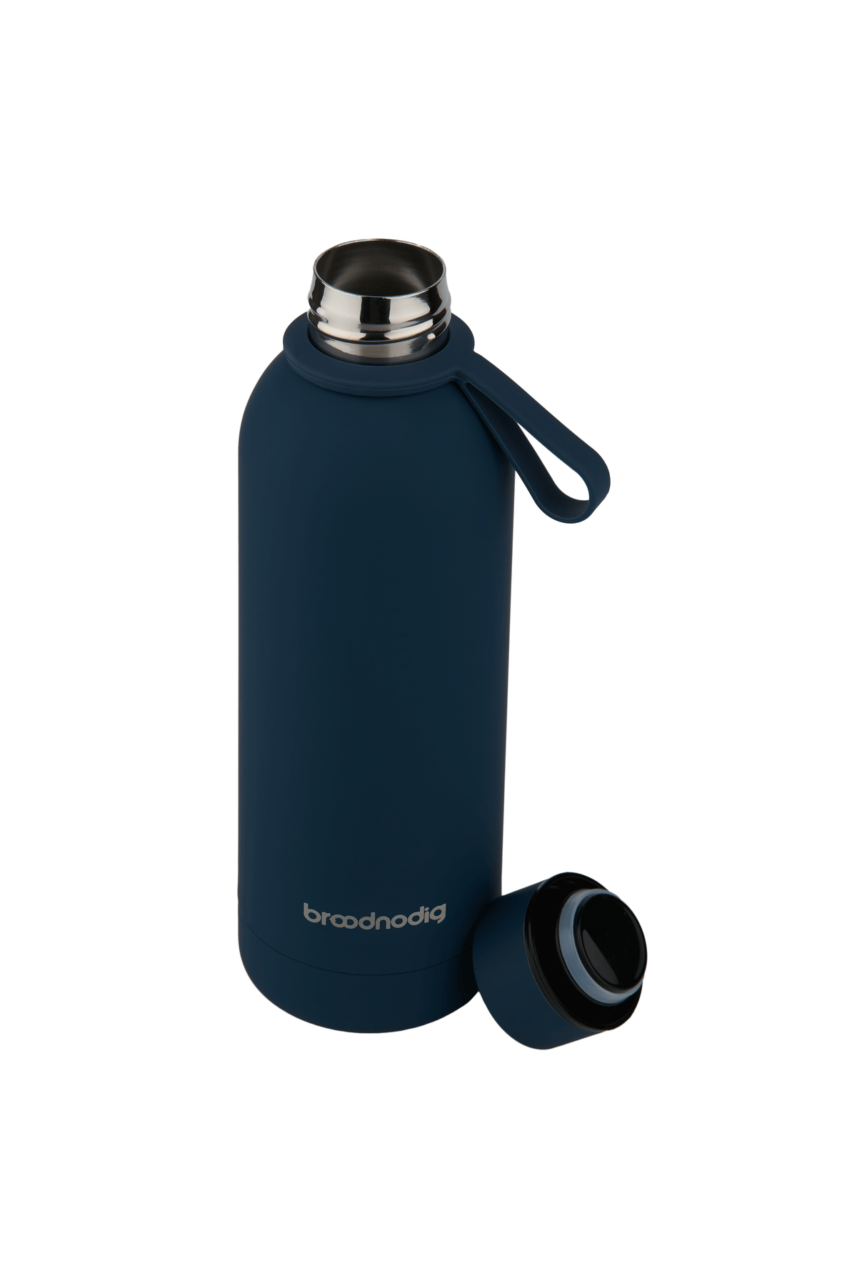RVS drinkfles donkerblauw, binnenkant van roestvrij staal