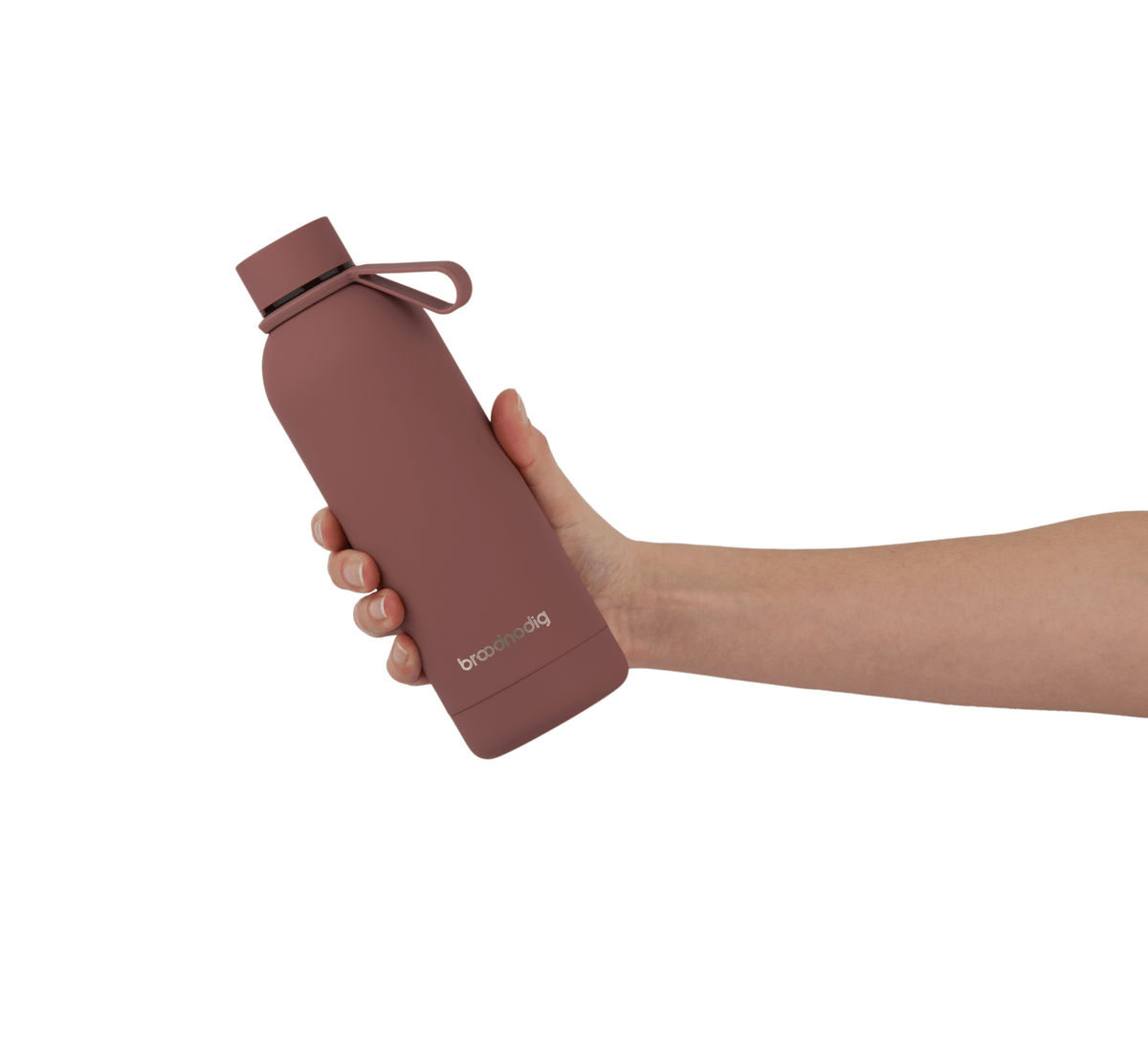 RVS drinkfles rood in de hand