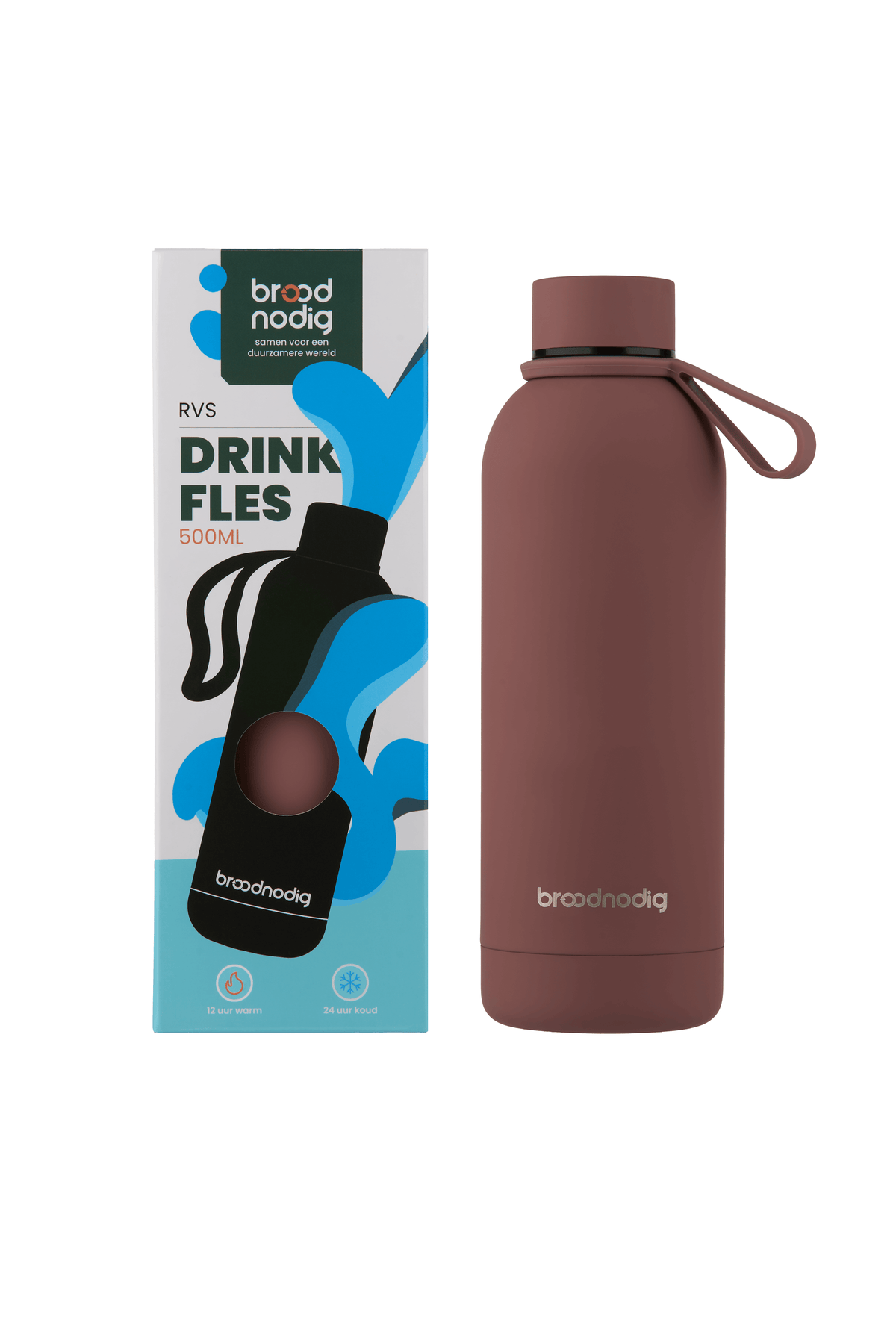 RVS drinkfles rood met verpakking
