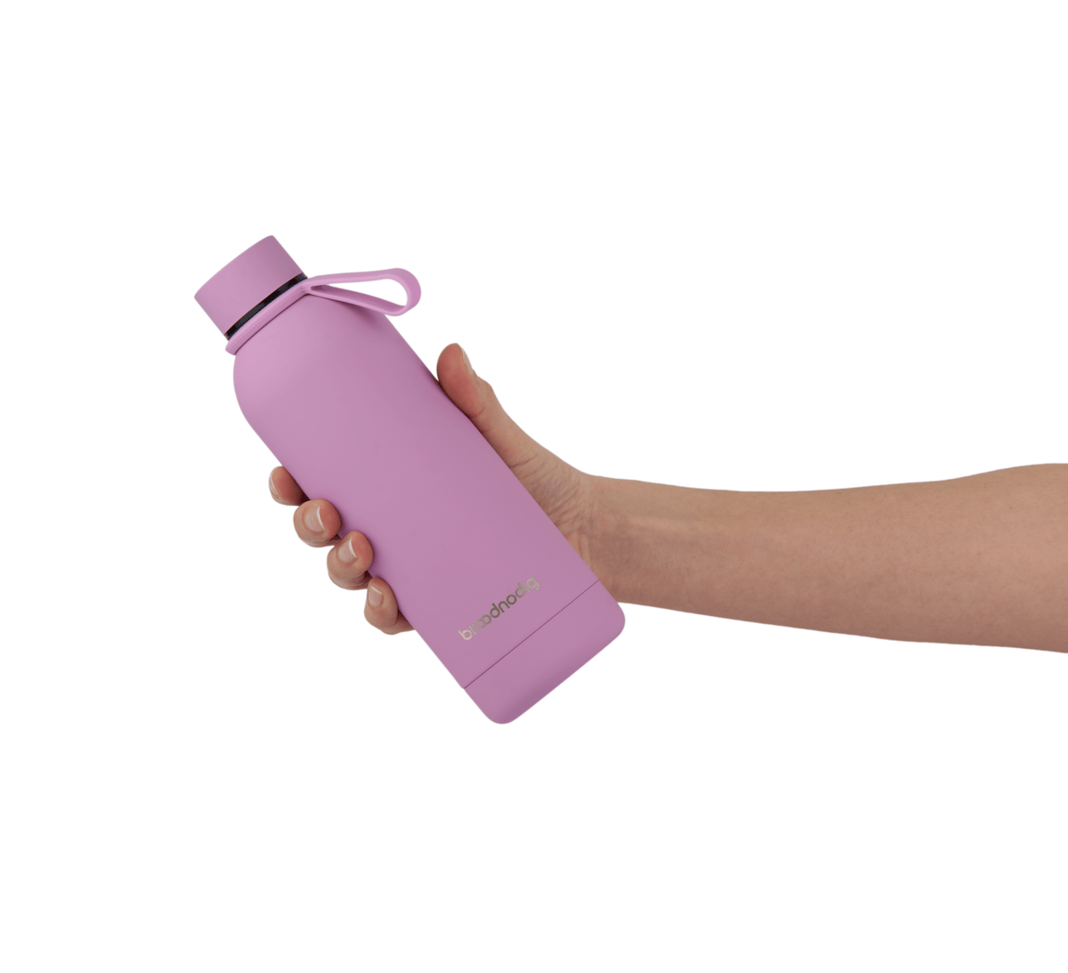 RVS drinkfles roze in de hand