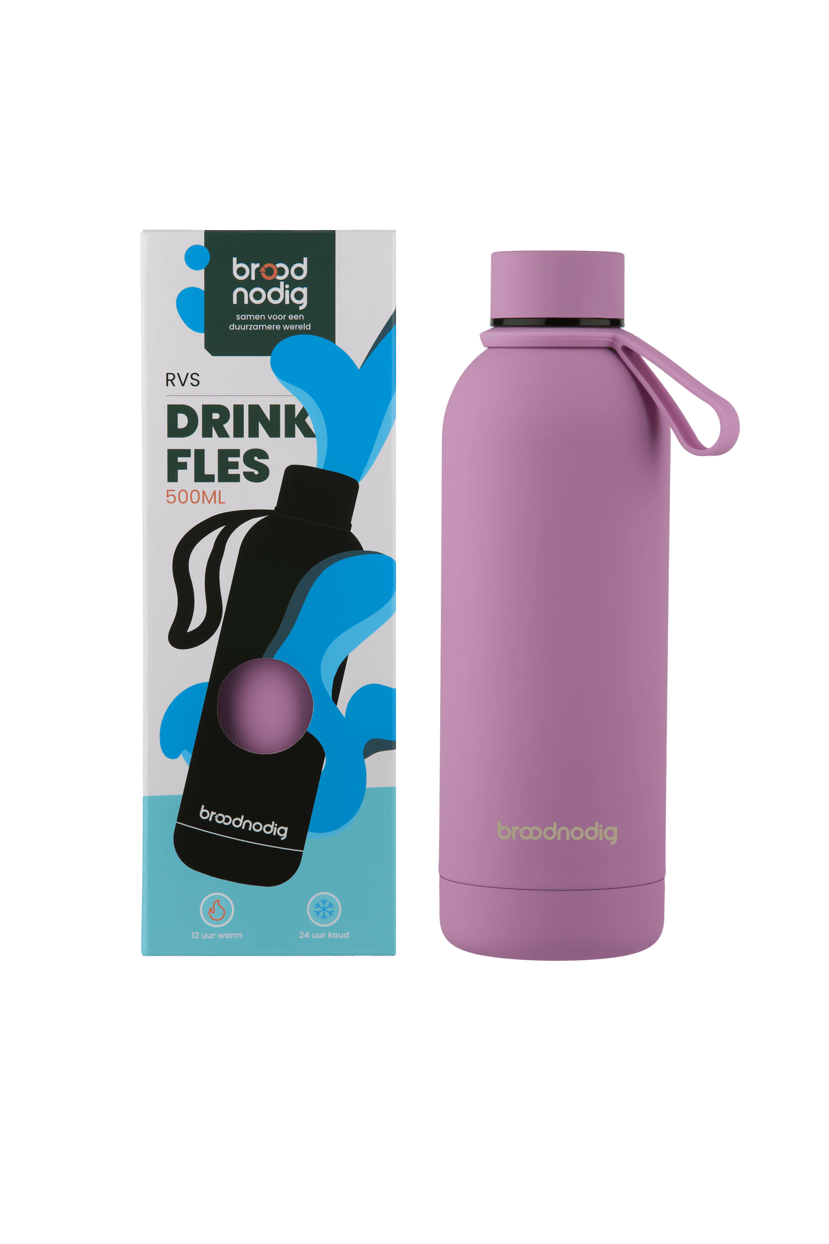 RVS drinkfles roze met verpakking