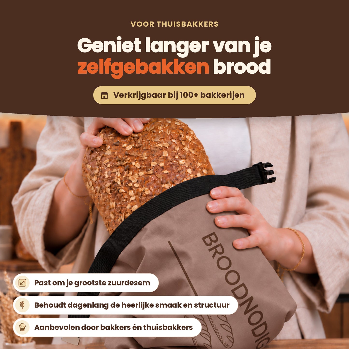 
                
                  Herbruikbare broodzak Mokka: zo blijft je brood langer vers
                
              