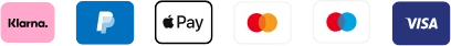Klarna, PayPal, Apple Pay, Mastercard, Maestro, Visa